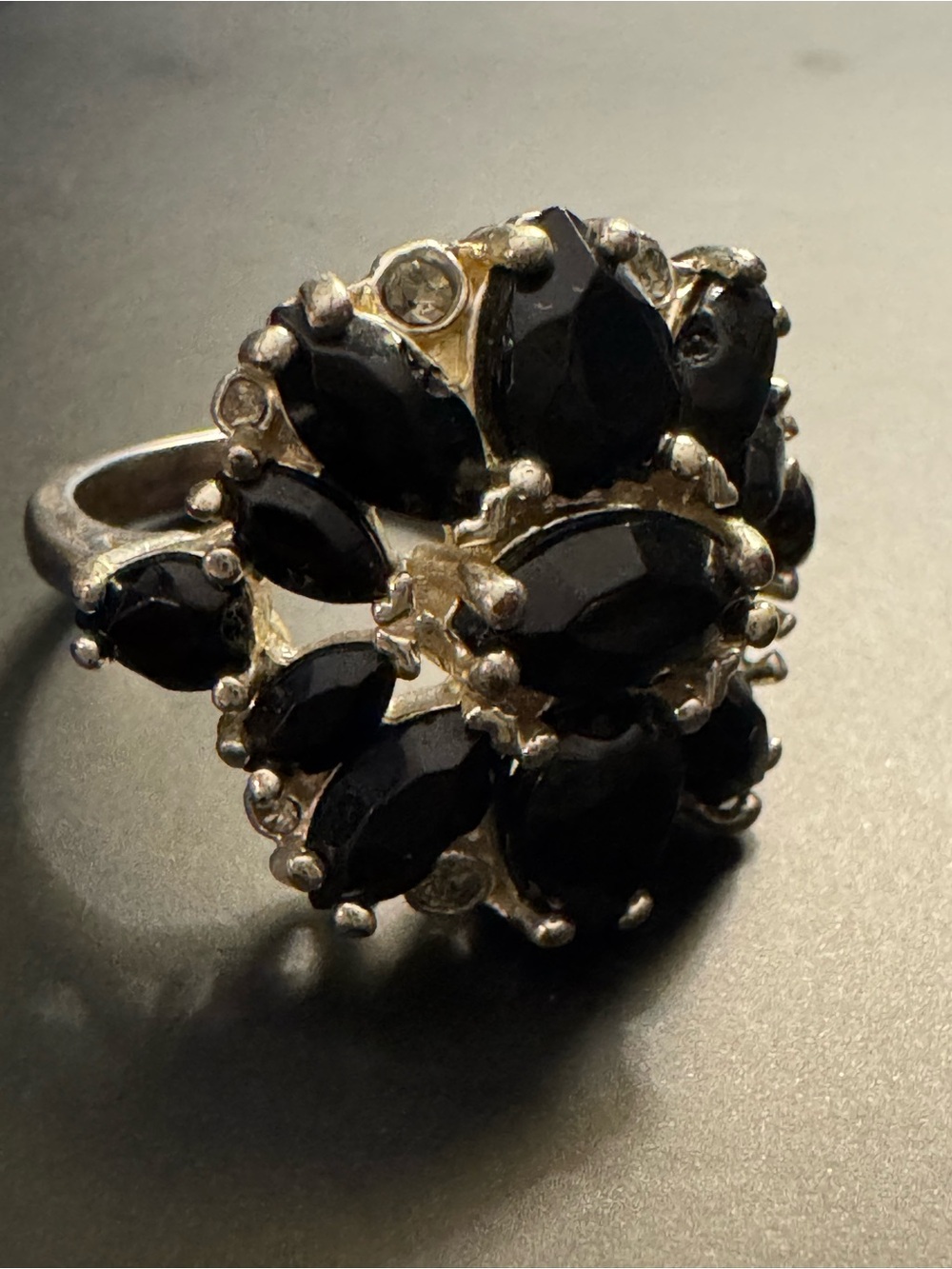 Vintage Black Glass Cocktail Ring